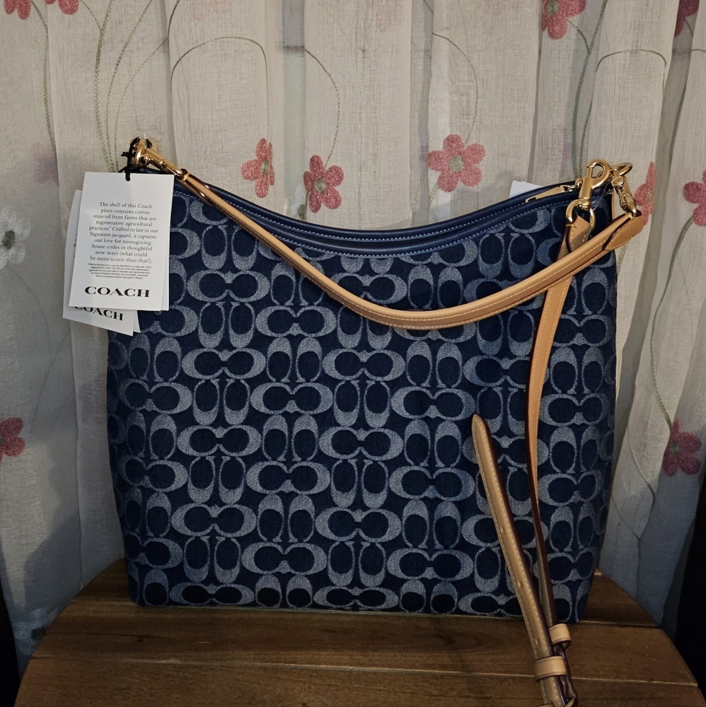 Coach Laurel Blue and Tan Shoulder Bag - Picture 6 of 11